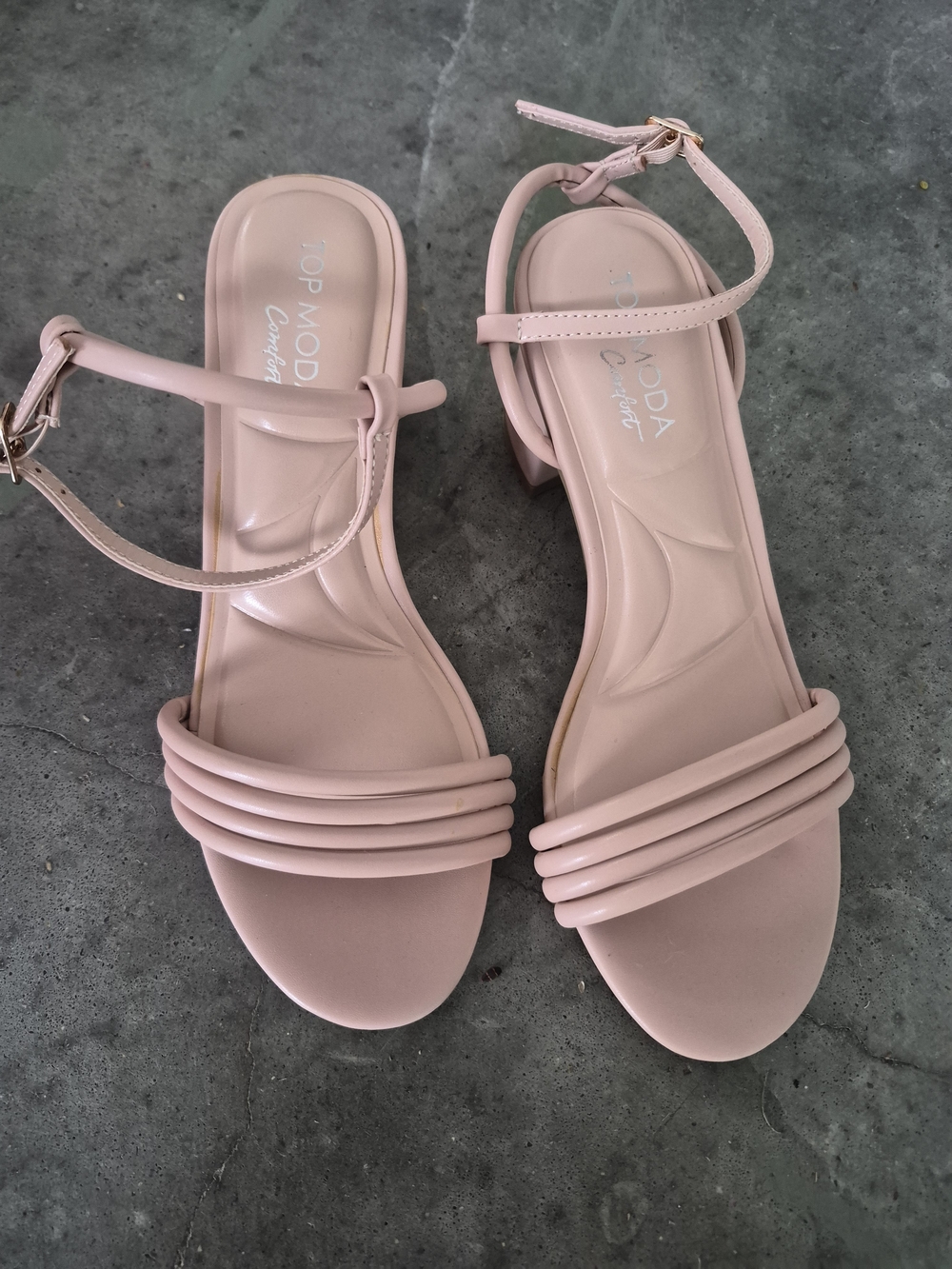 TOP Moda Women's Blush Pink Triple-Band Ankle Strap Sandals
